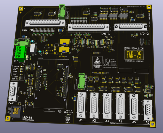 CAD rendering of FAR-25 ethernet CNC interface